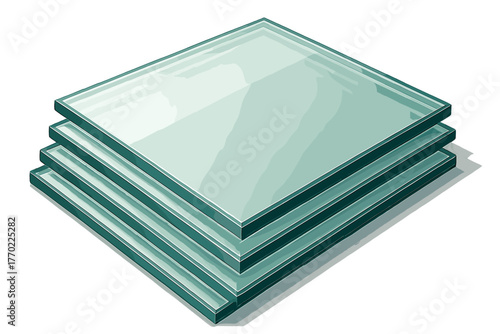 Panels perspective realistic illustration shading depth vector stacked glass natural