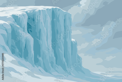 Lighting frozen textures vector majesty icy illustration under shadows cliff realistic