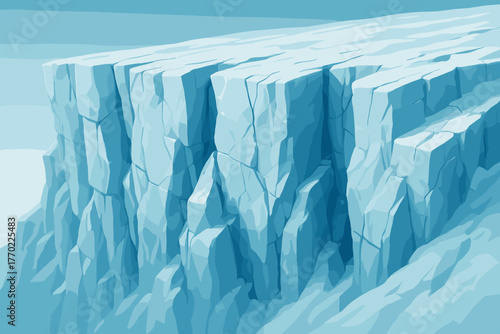 Ice frozen shadows cold cracked jagged cliff icy illustration realistic atmosphere vector
