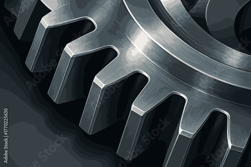 Grooves illustration teeth macro vector finish shadows detailed detail gear metallic realistic