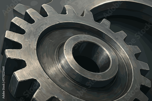Surfaces grooves metallic wear illustration fine intricate detailed metal realistic gear vector