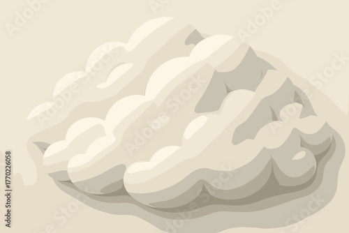 Fluffy together creating illustration composition diffused cloud depth light serenity soft vector