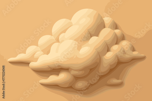 Illustration shape light forming cloud vector dimension matte creamy formation clay