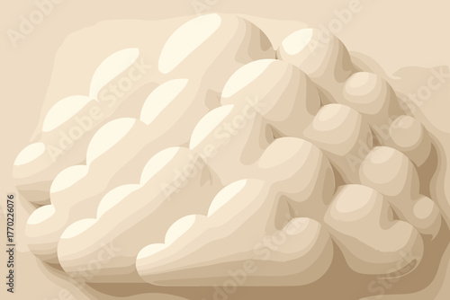 Clay gradient vector warm soft tactile airy transitions pile cloudscape rounded illustration