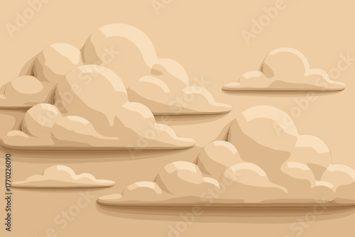 Defining smooth formations gray cloud volume clay pastel alignment highlights illustration vector