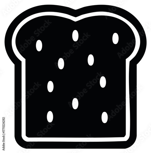 Slice of Bread Icon Black and White Illustration Loaf Minimalist Graphic Simple Bakery Item Food Outline