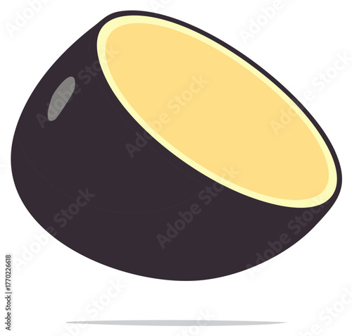 Isolated passionfruit half illustration showing pulp with seeds detail, vector artwork