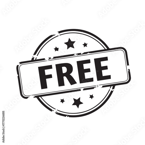 Grunge free stamp, a bold and eyecatching design element for promotional materials, offering a clear message of no cost and attracting attention to special offers