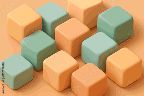 Pastel smooth slightly vector soft creating highlights matte cubes realism illustration gentle