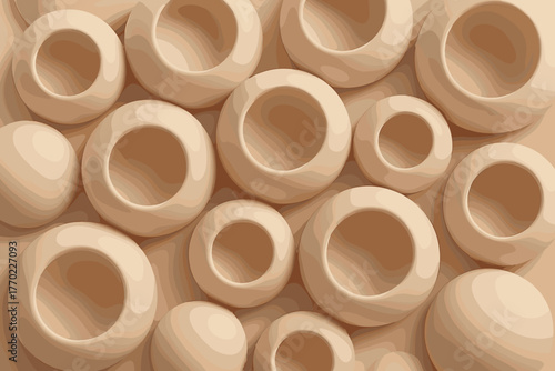 Pastel spheres emphasizing spherical tones hollow illustration clay soft blush arranged vector