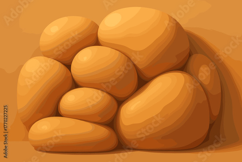 Warm clay enhancing illustration gentle forms volume vector compressed sculpted