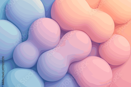 Stylized highlighting harmony composition vector illustration tactile unity rounded shapes polymer blobfield