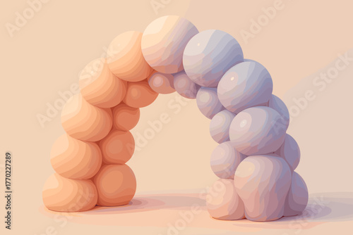 Built soft layered clay vector forms bubble depth illustration translucent arch arrangement