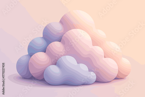 Simple forms subtle cloudpile vector dreamy highlights gradients illustration piled soft shadow