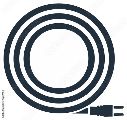 Rolled up electrical wire or garden hose flat vector icon design