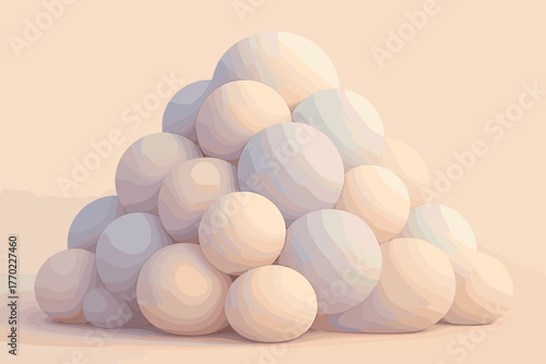 Vector circular illustration volumetric forming design fluffy cloudpile abstract pile light harmony