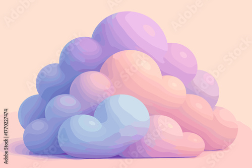 Palette dreamy smooth cloud illustration reflections enhancing depth composition forms inflated vector