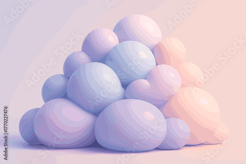 Cloudpile calm vector clouds pile illustration scene reflections arranged atmospheric dreamy luminous