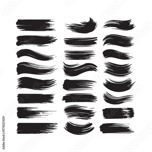 Ink Brush Strokes, Hand Painted Lines, Artistic Brush Design Set