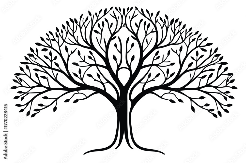 Naklejka premium Tree of Life Line Art Illustration