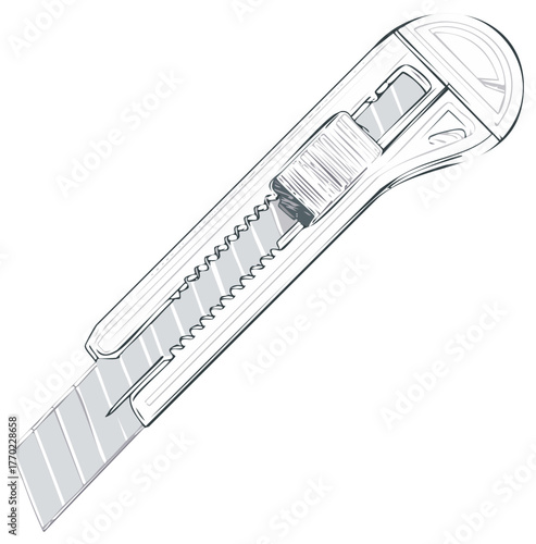 Line art illustration of a utility knife