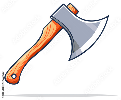 Simple cartoon illustration of a woodcutter's axe or camping hatchet tool