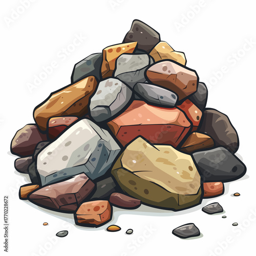 Gravel on white background 