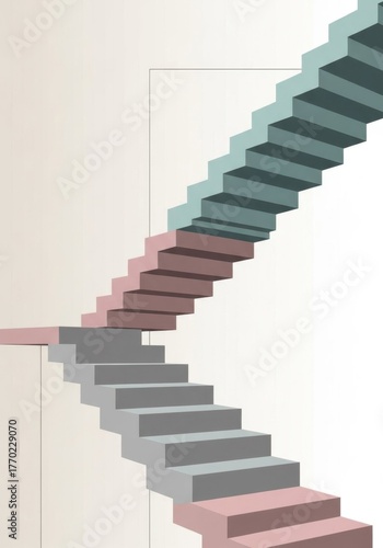 Wallpaper Mural A set of stairs with different colored steps Torontodigital.ca