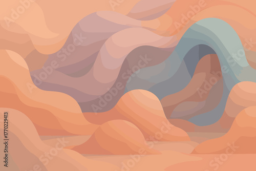 Simple vector artistic forming curving blobscape environment flowing softly shapes blob illustration