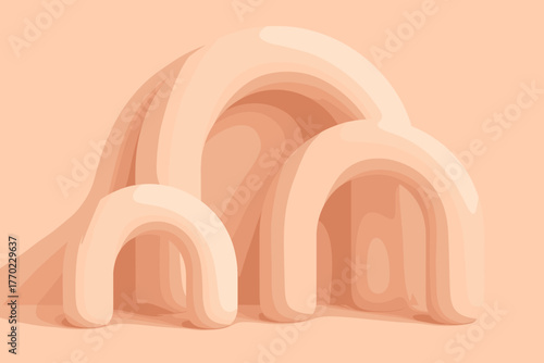 Inflated clay minimal layered sense vector arch rhythm creating illustration foam arches