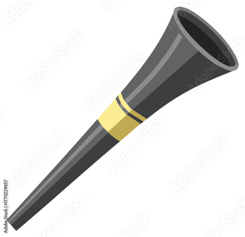 Illustration of a Black Vuvuzela with a Gold Band, a South African Musical Instrument Often Used at Sport Events
