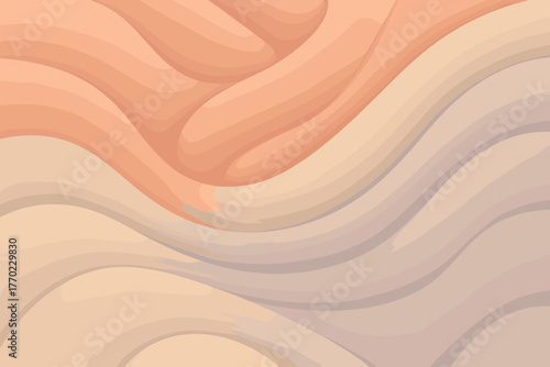 Curved flow elegant clay ridges curves forming lumps pillowy illustration vector pastel