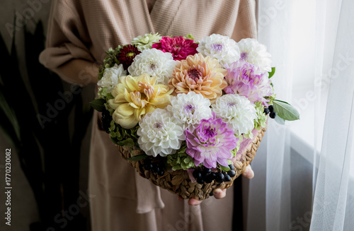 Woman with bouquet