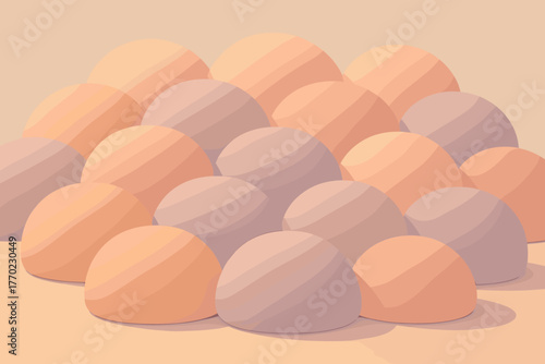 Softly ambient highlight illuminated tones calming inflated mound soft clay vector sculptural