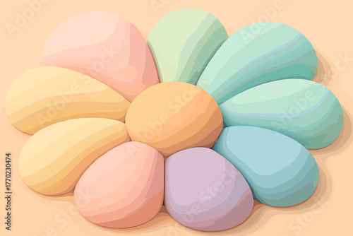 From illustration mounds smooth pastel center plush vector surface radiating gentle