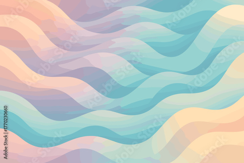 Surface across another bending pastel waves terrain illustration volumetric one vector