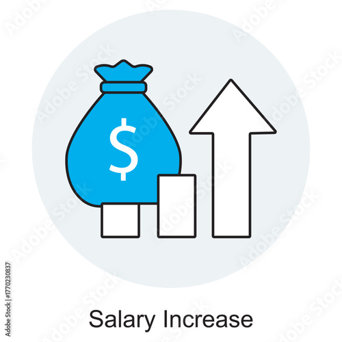 Salary Increase Icon, Achieving Growth through Salary Increase, Recognizing Performance with Better Pay, Motivating Success through Compensation, Building Careers with Financial Rewards, vector