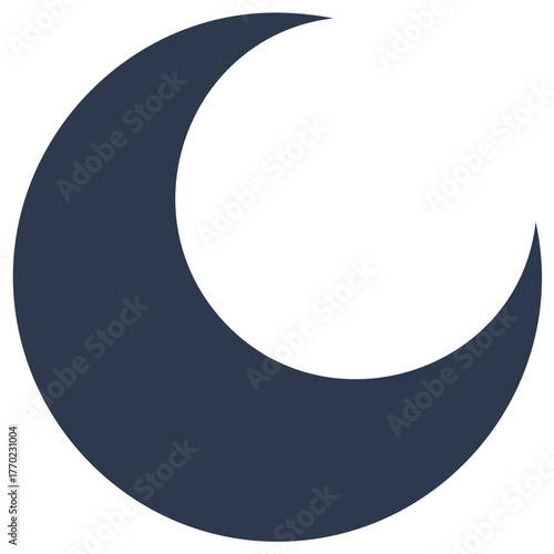 Crescent Moon Graphic Illustration Showing Lunar Phases and Night Sky Symbolism with White Background