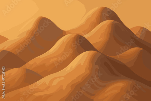 Clay illustration warm rising smooth transitions vector marble illuminated softly hills