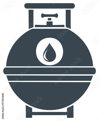 Stylized Liquid Propane Tank Illustration with Water Drop Emblem