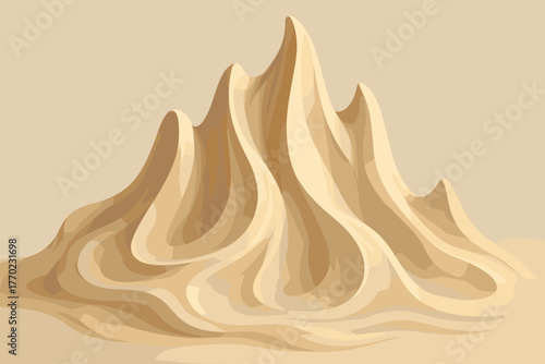 Vector gentle formation illustration sculptural reflections smooth creamy clay peaks tones