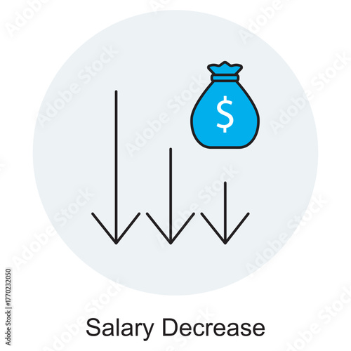 Salary Decrease Icon, Understanding Salary Decrease, Managing Financial Adjustments Wisely, Overcoming Challenges of Pay Reduction, Adapting to Economic Changes with Resilience, vector