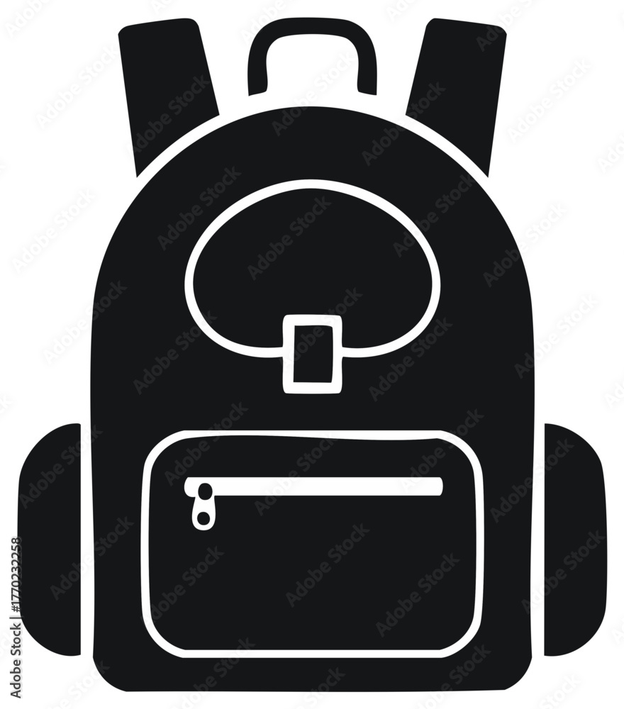 Obraz premium Backpack vector illustration black and white isolated design