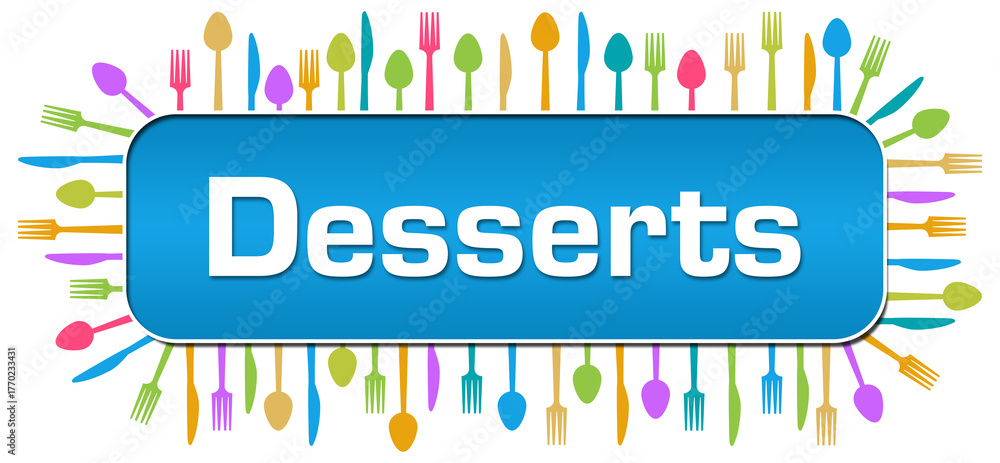Fototapeta premium Desserts Colorful Spoon Fork Knife Circular Horizontal 