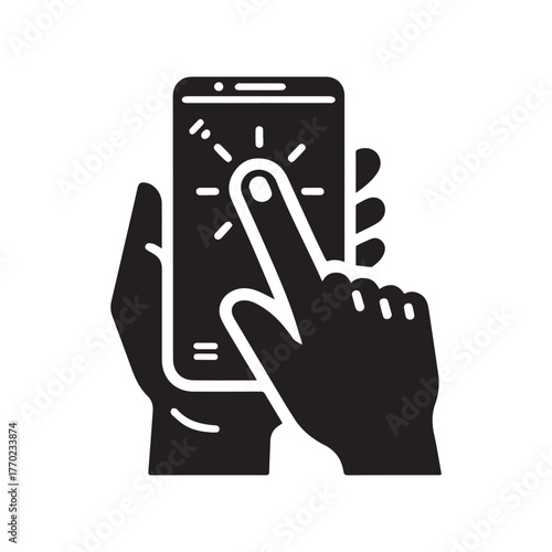Mobile Touch Icon, Smartphone Click Symbol, Hand Gesture Illustration