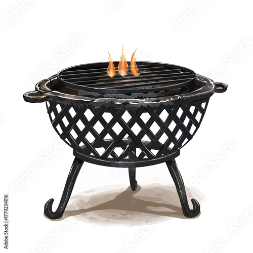 Old iron grill on white 