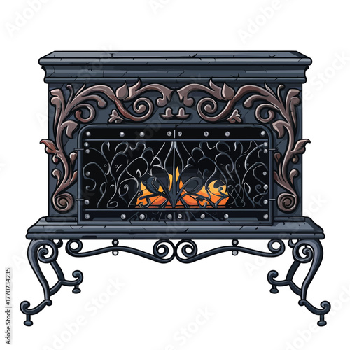 Iron grill on white background 