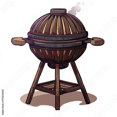 Iron grill isolated white background 