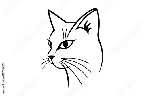 Cat Face Line Art Illustration
