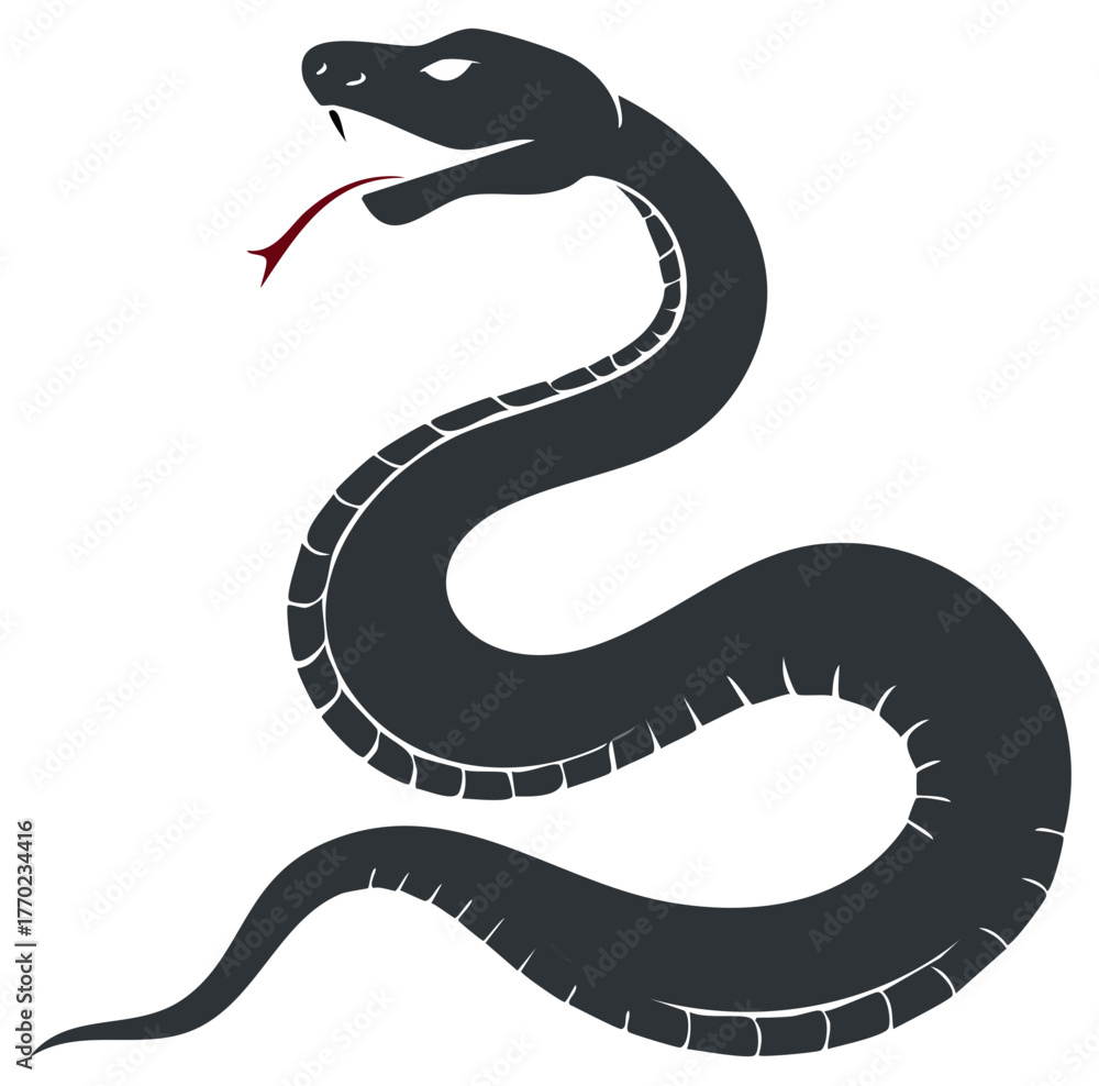 Fototapeta premium Serpentine Silhouette Illustration Dark Snake Symbolism